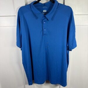 REI Co Op Men's Blue Short Sleeve Polo Shirt XLarge Polyester Spandex